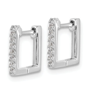 Cheryl M Sterling Silver Rhodium-plated Brilliant-cut CZ Square Hinged Post Hoop Earrings