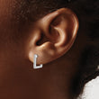 Cheryl M Sterling Silver Rhodium-plated Brilliant-cut CZ Square Hinged Post Hoop Earrings - Birthstone Company