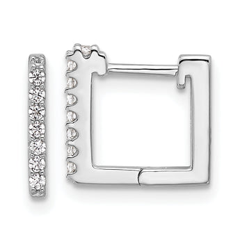 Cheryl M Sterling Silver Rhodium-plated Brilliant-cut CZ Square Hinged Post Hoop Earrings