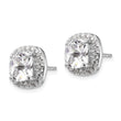 Cheryl M Sterling Silver Rhodium-plated Rose-cut and Brilliant-cut CZ Square Halo Post Earrings - Birthstone Company