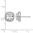 Cheryl M Sterling Silver Rhodium-plated Rose-cut and Brilliant-cut CZ Square Halo Post Earrings - Birthstone Company