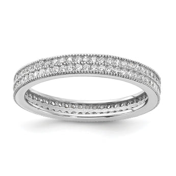 Cheryl M Sterling Silver Rhodium-plated Brilliant-cut CZ Two Row Eternity Ring - Birthstone Company