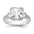 Cheryl M Sterling Silver Rhodium-plated Fancy Cushion-cut Baguette-cut and Brilliant-cut CZ Ring