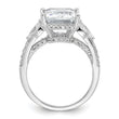 Cheryl M Sterling Silver Rhodium-plated Fancy Emerald-cut and Brilliant-cut CZ Ring