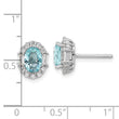 Cheryl M Sterling Silver Rhodium-plated Blue & White Brilliant-cut and Emerald-cut CZ Oval Post Earrings