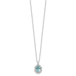 Cheryl M Sterling Silver Rhodium-plated Blue & White Brilliant-cut and Emerald-cut CZ Oval 18 Inch Necklace with 2 Inch Extender