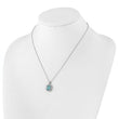 Cheryl M Sterling Silver Rhodium-plated Blue & White Brilliant-cut and Emerald-cut CZ Oval 18 Inch Necklace with 2 Inch Extender