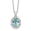 Cheryl M Sterling Silver Rhodium-plated Blue & White Brilliant-cut and Emerald-cut CZ Oval 18 Inch Necklace with 2 Inch Extender