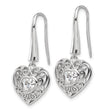 Cheryl M Sterling Silver Rhodium-plated Brilliant-cut CZ Heart Dangle Earrings - Birthstone Company