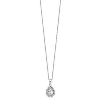 Cheryl M Sterling Silver Rhodium-plated Brilliant-cut CZ Teardrop 18 Inch Necklace with 2 Inch Extender