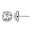 Cheryl M Sterling Silver Rhodium-plated Rose-cut and Brilliant-cut CZ Square Halo Post Earrings - Birthstone Company