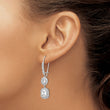 Cheryl M Sterling Silver Rhodium-plated Elongated Cushion-cut and Brilliant-cut CZ Halo Kidney Wire Dangle Earrings - Birthstone Company