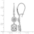 Cheryl M Sterling Silver Rhodium-plated Elongated Cushion-cut and Brilliant-cut CZ Halo Kidney Wire Dangle Earrings - Birthstone Company