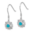 Cheryl M Sterling Silver Rhodium-plated Cabochon Lab Created Blue Opal and Brilliant-cut CZ Shepherd Hook Dangle Earrings - Birthstone Company