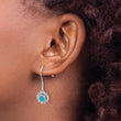 Cheryl M Sterling Silver Rhodium-plated Cabochon Lab Created Blue Opal and Brilliant-cut CZ Shepherd Hook Dangle Earrings - Birthstone Company