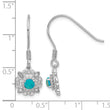 Cheryl M Sterling Silver Rhodium-plated Cabochon Lab Created Blue Opal and Brilliant-cut CZ Shepherd Hook Dangle Earrings - Birthstone Company