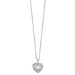 Cheryl M Sterling Silver Rhodium-plated Brilliant-cut CZ Heart 18 Inch Necklace with 2 Inch Extender