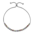 Cheryl M Sterling Silver Rhodium-plated Multi-color Brilliant-cut CZ Adjustable Bracelet