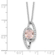 Cheryl M Sterling Silver Rhodium-plated Cushion-cut Simulated Morganite & White Brilliant-cut CZ 18 Inch Necklace with 2 Inch Extender