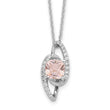 Cheryl M Sterling Silver Rhodium-plated Cushion-cut Simulated Morganite & White Brilliant-cut CZ 18 Inch Necklace with 2 Inch Extender