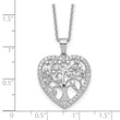 Cheryl M Sterling Silver Rhodium-plated Brilliant-cut CZ Tree of Life Heart 18 Inch Necklace with 2 Inch Extender