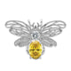 Cheryl M Sterling Silver Rhodium-plated Brilliant-cut Yellow and White CZ Bee Pin