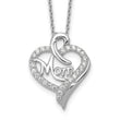Cheryl M Sterling Silver Rhodium-plated Brilliant-cut CZ MOM Heart 18 Inch Necklace with 2 Inch Extender