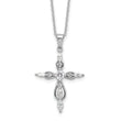 Cheryl M Sterling Silver Rhodium-plated Brilliant-cut and Marquise-cut CZ Cross 18 Inch Necklace with 2 Inch Extender