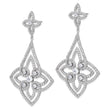 Cheryl M Sterling Silver Rhodium-plated Fancy Floral Design Brilliant-cut CZ Post Dangle Earrings - Birthstone Company