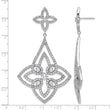 Cheryl M Sterling Silver Rhodium-plated Fancy Floral Design Brilliant-cut CZ Post Dangle Earrings - Birthstone Company