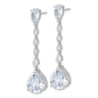 Cheryl M Sterling Silver Rhodium-plated Fancy Brilliant-cut CZ Teardrop Post Dangle Earrings - Birthstone Company