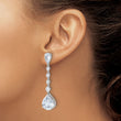 Cheryl M Sterling Silver Rhodium-plated Fancy Brilliant-cut CZ Teardrop Post Dangle Earrings - Birthstone Company
