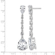 Cheryl M Sterling Silver Rhodium-plated Fancy Brilliant-cut CZ Teardrop Post Dangle Earrings - Birthstone Company