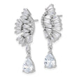 Cheryl M Sterling Silver Rhodium-plated Fancy Brilliant-cut & Tapered Baguette-cut CZ Post Dangle Earrings - Birthstone Company