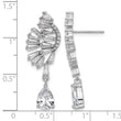 Cheryl M Sterling Silver Rhodium-plated Fancy Brilliant-cut & Tapered Baguette-cut CZ Post Dangle Earrings - Birthstone Company