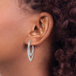 Cheryl M Sterling Silver Rhodium-plated Brilliant-cut CZ Double Marquise Shaped Hoop Earrings