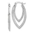 Cheryl M Sterling Silver Rhodium-plated Brilliant-cut CZ Double Marquise Shaped Hoop Earrings