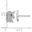 Cheryl M Sterling Silver Rhodium-plated Brilliant-cut Black & White CZ Unicorn Post Earrings