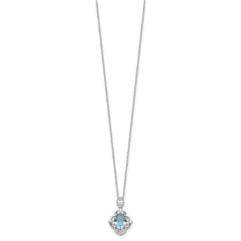Cheryl M Sterling Silver Rhodium-plated Brilliant-cut Blue Glass and White CZ 18 Inch Necklace