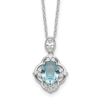 Cheryl M Sterling Silver Rhodium-plated Brilliant-cut Blue Glass and White CZ 18 Inch Necklace