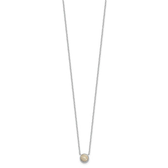 Cheryl M Sterling Silver Rhodium-plated Cabochon Mother of Pearl 18 Inch Necklace