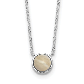 Cheryl M Sterling Silver Rhodium-plated Cabochon Mother of Pearl 18 Inch Necklace