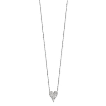 Cheryl M Sterling Silver Rhodium-plated Brilliant-cut Pave CZ Heart 18 Inch Necklace