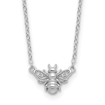 Cheryl M Sterling Silver Rhodium-plated Brilliant-cut CZ Bee 18 Inch Necklace