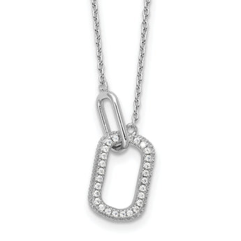 Cheryl M Sterling Silver Rhodium-plated Brilliant-cut CZ Oval Links 18 Inch Necklace