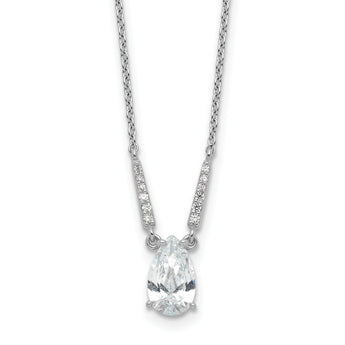 Cheryl M Sterling Silver Rhodium-plated Brilliant-cut CZ Pear Shaped 18 Inch Necklace