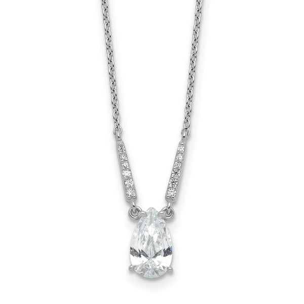 Cheryl M Sterling Silver Rhodium-plated Brilliant-cut CZ Pear Shaped 18 Inch Necklace