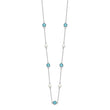 Cheryl M Sterling Silver Rhodium-plated Blue Double Pineapple-cut CZ & White Freshwater Cultured Pearl 9 Station 18 Inch Necklace with 2 Inch Extender