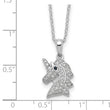 Cheryl M Sterling Silver Rhodium-plated Brilliant-cut Black and White CZ Unicorn 18 Inch Necklace