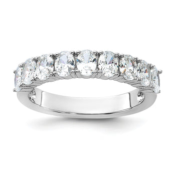 Cheryl M Sterling Silver Rhodium-plated Brilliant-cut Oval CZ 9-Stone Ring - Birthstone Company
